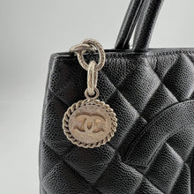 Load image into Gallery viewer, Chanel black quilted caviar leather medallion tote bag