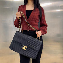 Load image into Gallery viewer, Chanel Black Chevron Shoulder Bag