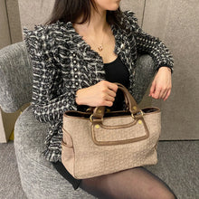 Load image into Gallery viewer, Celine Suede Arc de Triomphe Dark Flower Tote Bag