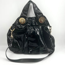 Load image into Gallery viewer, Gucci Black& Gold Patent Leather Hysteria Tote