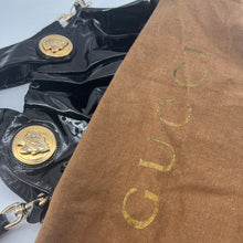 Load image into Gallery viewer, Gucci Black& Gold Patent Leather Hysteria Tote
