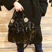 Load image into Gallery viewer, Gucci Black& Gold Patent Leather Hysteria Tote