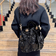 Load image into Gallery viewer, Gucci Black& Gold Patent Leather Hysteria Tote
