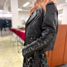 Load image into Gallery viewer, Balenciaga logo print biker jacket