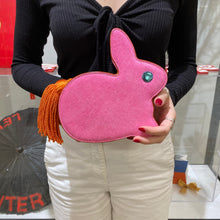 Load image into Gallery viewer, Hillier Bartley Bunny calf hair and leather clutch
