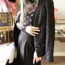 Load image into Gallery viewer, CHANEL black wool coat