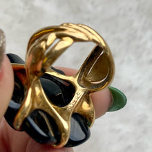 Load image into Gallery viewer, CHANEL black Camille 18k gold ring