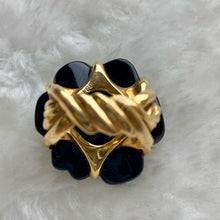 Load image into Gallery viewer, CHANEL black Camille 18k gold ring