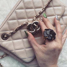 Load image into Gallery viewer, CHANEL black Camille 18k gold ring