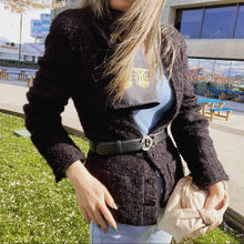 Load image into Gallery viewer, CHANEL black wool coat