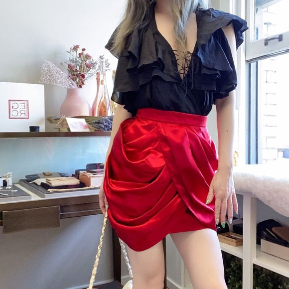 BALMAIN × HM red skirt