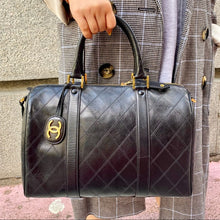 Load image into Gallery viewer, CHANEL Duffle Flat Quilt Boston Vintage Black Lambskin