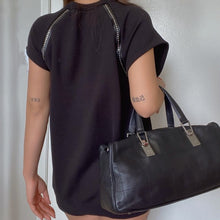 Load image into Gallery viewer, SAINT LAUREN rivet with leather black top TWS