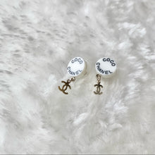 Load image into Gallery viewer, CHANEL White Logo earrings