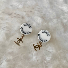 Load image into Gallery viewer, CHANEL White Logo earrings