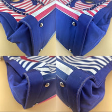 Load image into Gallery viewer, Chanel Cruise 2010 Stripes Red White And Blue Canvas Grosgrain Silver Hardware Tote