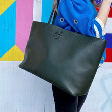 Load image into Gallery viewer, TORY BURCH Green leather tote