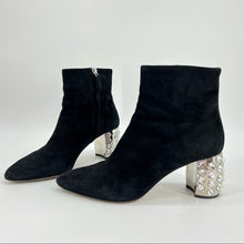 Load image into Gallery viewer, MiuMiu crystal high heels black boots