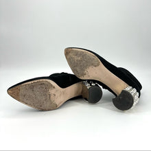 Load image into Gallery viewer, MiuMiu crystal high heels black boots
