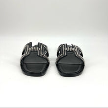 Load image into Gallery viewer, HERMES rivet oran sandals in black leather