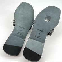 Load image into Gallery viewer, HERMES rivet oran sandals in black leather