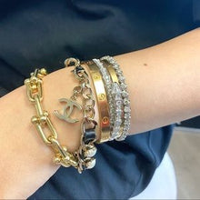 Load image into Gallery viewer, CHANEL metal & leather bracelet