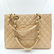 Load image into Gallery viewer, CHANEL Beige Quilted Caviar Grand Shopping Tote TWS
