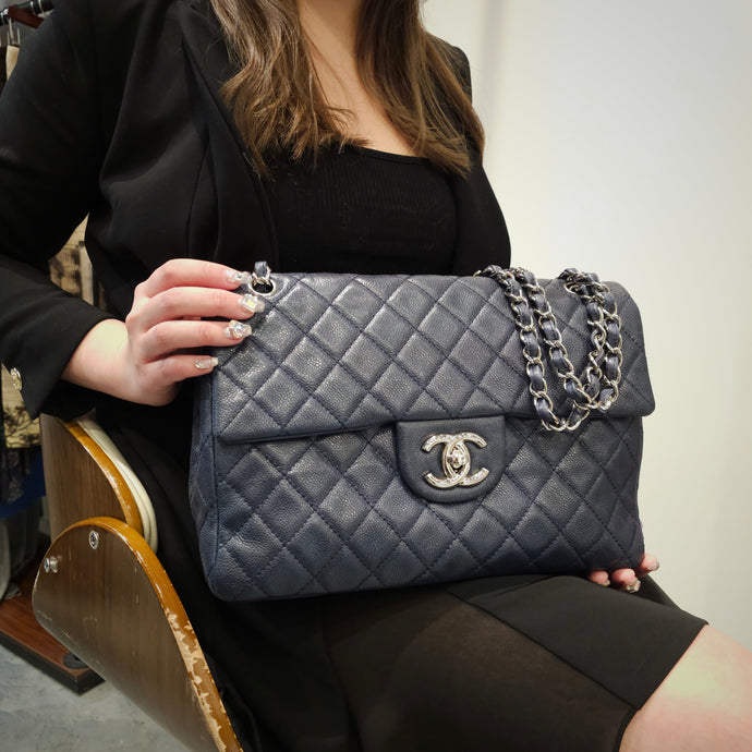 Chanel Jumbo Single Flap Classic Navy Blue Bag 2009 TWS