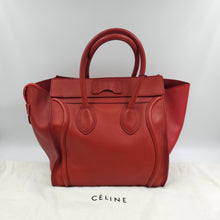 Load image into Gallery viewer, Celine Red Leather Micro Luggage Tote Bag TWS
