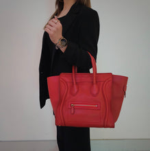 Load image into Gallery viewer, Celine Red Leather Micro Luggage Tote Bag TWS
