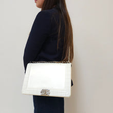 Load image into Gallery viewer, Chanel White Patent Leather Large Leboy Bag
