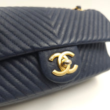Load image into Gallery viewer, Chanel Blue Chevron Small Classic Flap Bag
