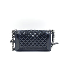 Load image into Gallery viewer, Chanel Black Quilted Patent Leather Medium Boy Flap Bag TWS
