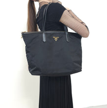 Load image into Gallery viewer, Prada Tessuto Nylon Saffiano Tote Black TWS
