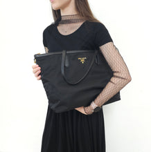 Load image into Gallery viewer, Prada Tessuto Nylon Saffiano Tote Black TWS
