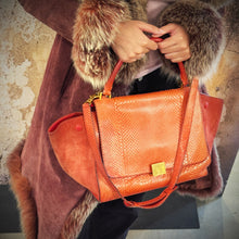 Load image into Gallery viewer, Celine Medium SnakeSkin Orange Trapeze Shoulder Bag TWS
