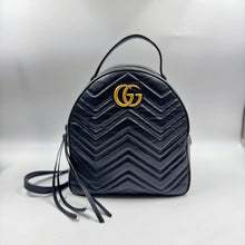 Load image into Gallery viewer, Gucci Matelasse GG marmont Chevron Quilted black leather backpack TWS
