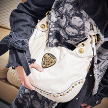 Load image into Gallery viewer, Gucci white leather studded Babouska heart hobo TWS
