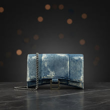 Load image into Gallery viewer, Balenciaga Denim Hourglass Wallet On Chain
