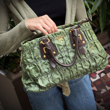 Load image into Gallery viewer, Prada Green Tessuto Nylon Gaufre Tote Bag TWS
