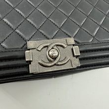 Load image into Gallery viewer, Channel Medium Le Boy Flap Black Lambskin Ruthenium Hardware
