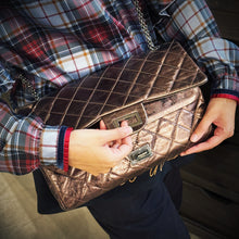 Load image into Gallery viewer, Chanel Metallic Charcoal Calfskin 2.55 Reissue 227 Double Flap Bag TWS
