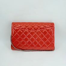 Load image into Gallery viewer, Chanel Patent Orange Clutch On Chain
