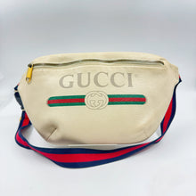 Load image into Gallery viewer, Gucci Unisex Small Logo Print White Leather Messenger Belt Bag TWS
