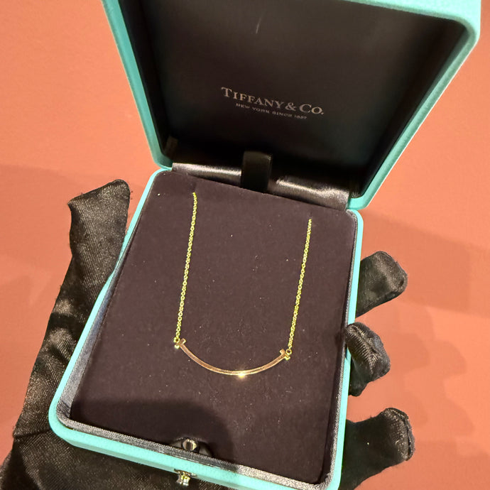 Tiffany 18K T Smile Pendant in Rose Gold Small (Box) TWS