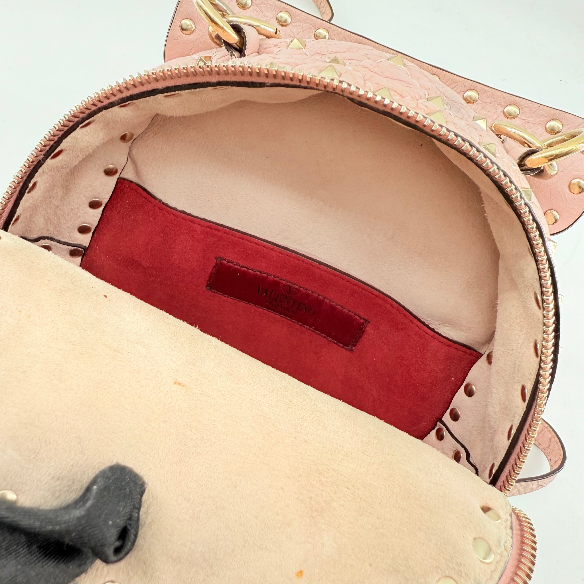 Valentino Nappa Quilted Mini Rockstud Spike Backpack Poudre Valentino Garavani Lambskin VLTN Print Quilted Mini Rockstud  main image 3