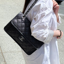 Load image into Gallery viewer, Chanel Black Quilted Caviar Leather French Riviera Flap Bag
