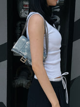 Load image into Gallery viewer, Balenciaga Denim Hourglass Wallet On Chain
