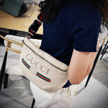 Load image into Gallery viewer, Gucci Unisex Small Logo Print White Leather Messenger Belt Bag TWS
