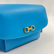 Load image into Gallery viewer, Ferragamo Sandrine Shoulder Bag Saffiano leather Bb Blue

